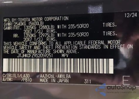 2025 Lexus Nx 450H+ Luxury from USA, damaged, VIN JTJHKCFZ9S2059251